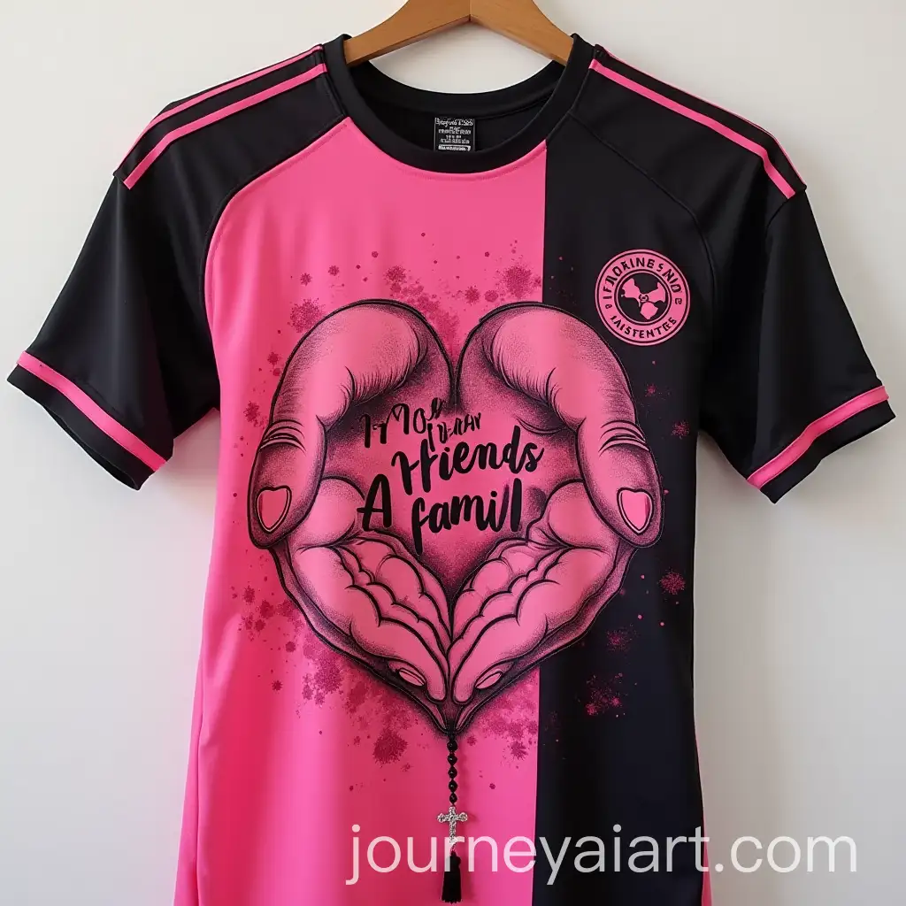 Pink-and-Black-Soccer-Shirt-with-MoreAI-Art-Prompt-Expansion-than-Friends-a-Family-and-Rosary-Design-in-Spanish