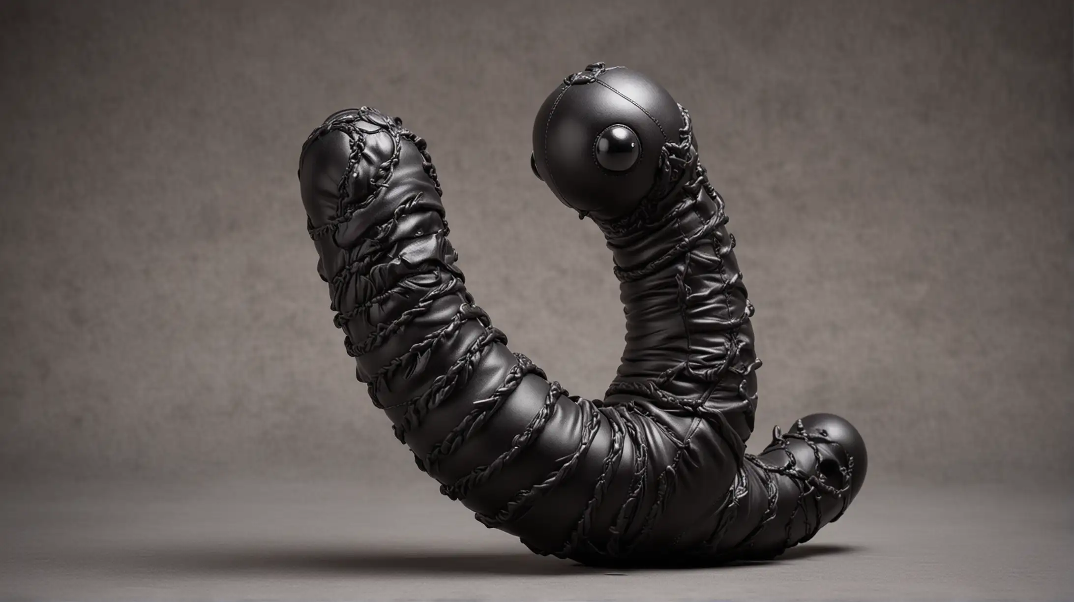 Elegant Black Leather Creature Sculpture