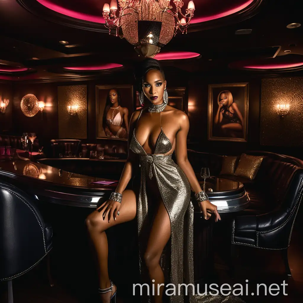 Luxurious Underground VIP Club with African American Women and Models