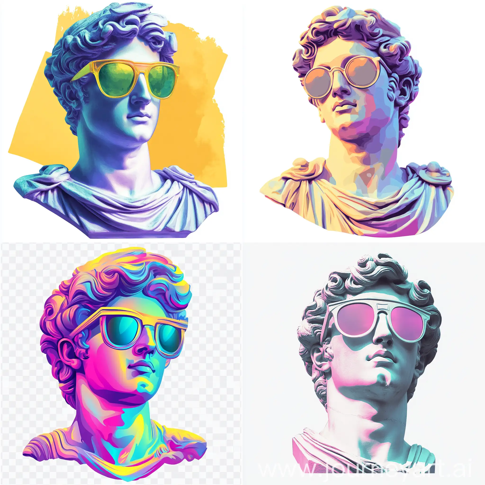 Greek-Statue-with-Sunglasses-Colored-PNG