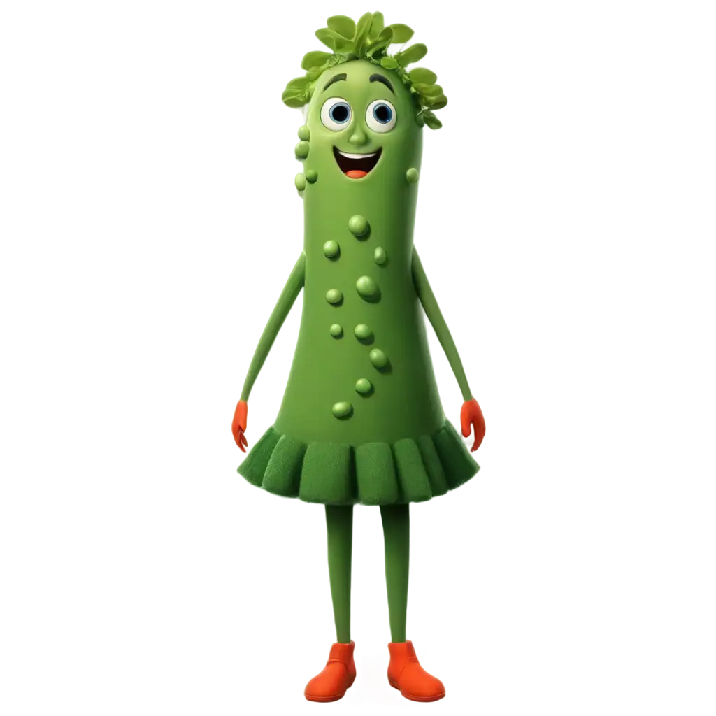 Cartoon-Vegetable-Pea-PNG-Image-with-Green-Dress-and-Eyes-HighQuality-PNG-Format-for-Versatile-Usage