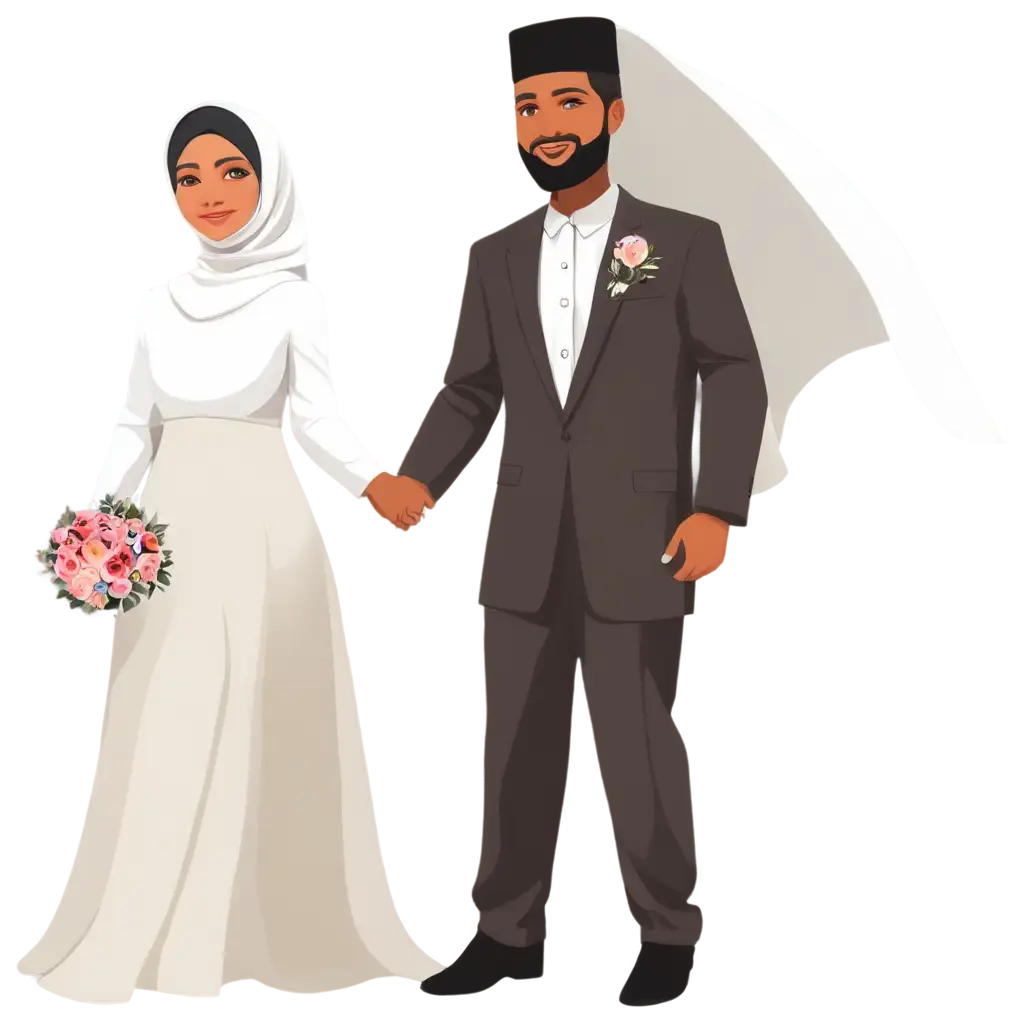 Muslim-Wedding-Couple-Vector-PNG-Perfect-for-HighQuality-Design-Projects