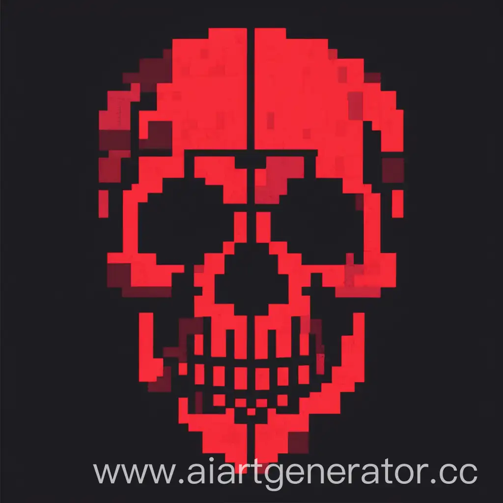 Red-Pixel-Skull-on-Black-Background