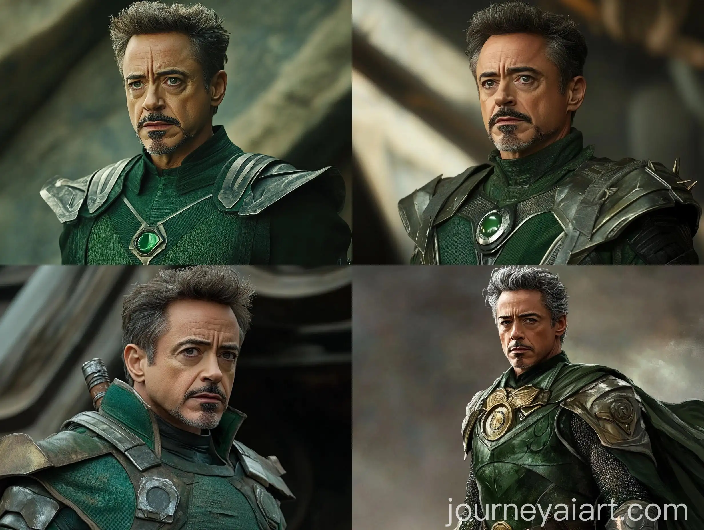 Robert-Downey-Jr-as-Doctor-Doom-in-Green-Armor-and-Gray-Hair