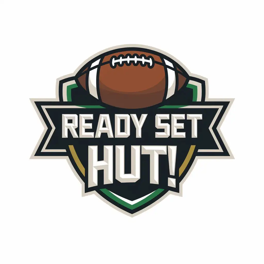 LOGO Design for Ready Set Hut Shield Banner and Football Theme for Entertainment Industry