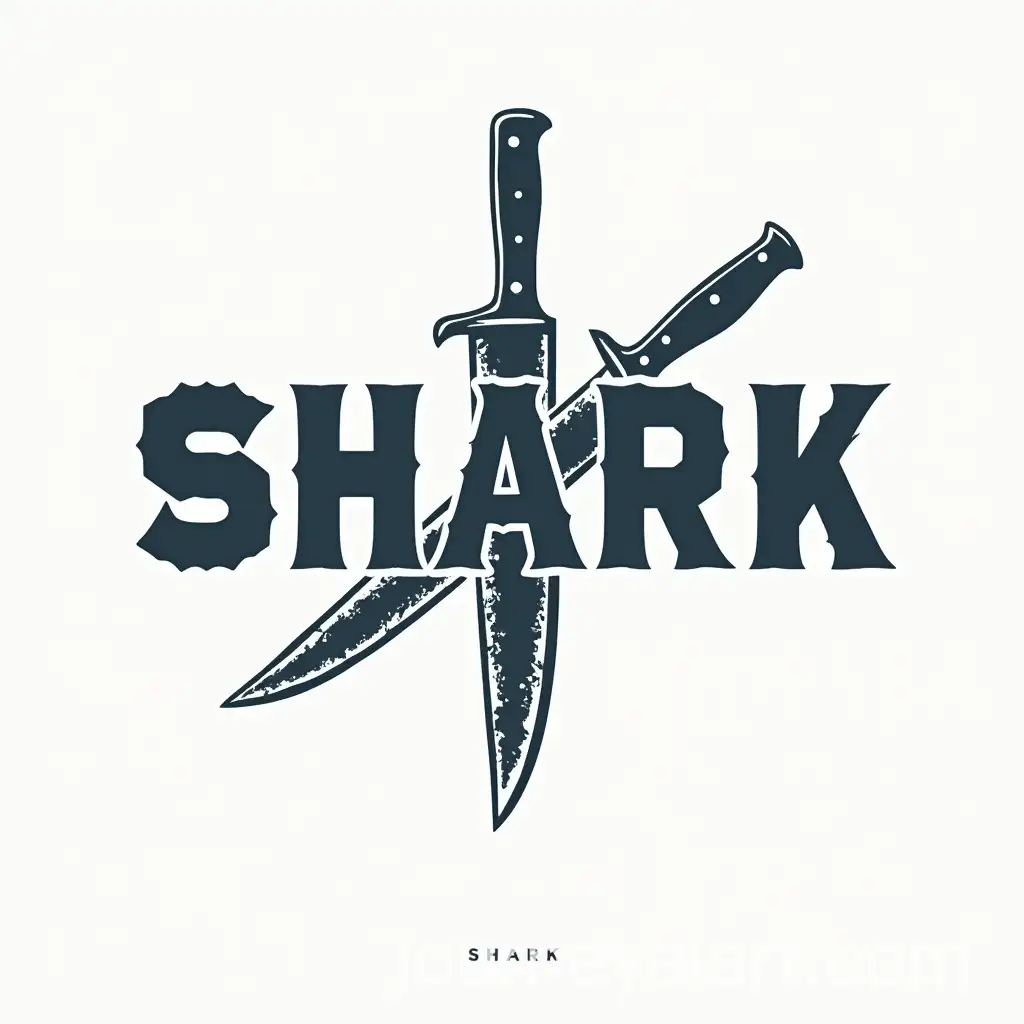 Stylized-Word-Shark-Knife-Text-Vector-Stock-Illustration
