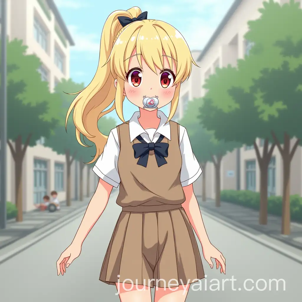 20YearOld-Woman-with-Heterochromia-in-Kindergarten-Uniform-Walking-on-Street