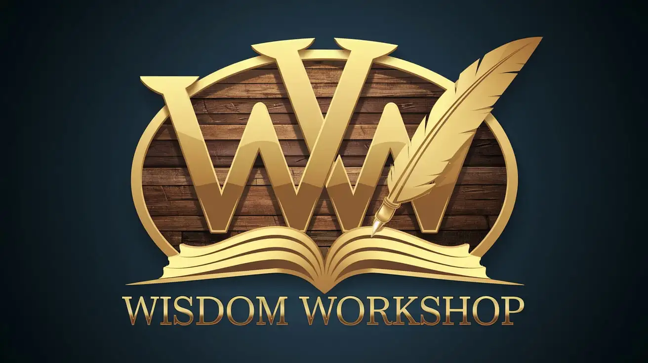 Wisdom Workshop Logo Design with Teal Book Symbol