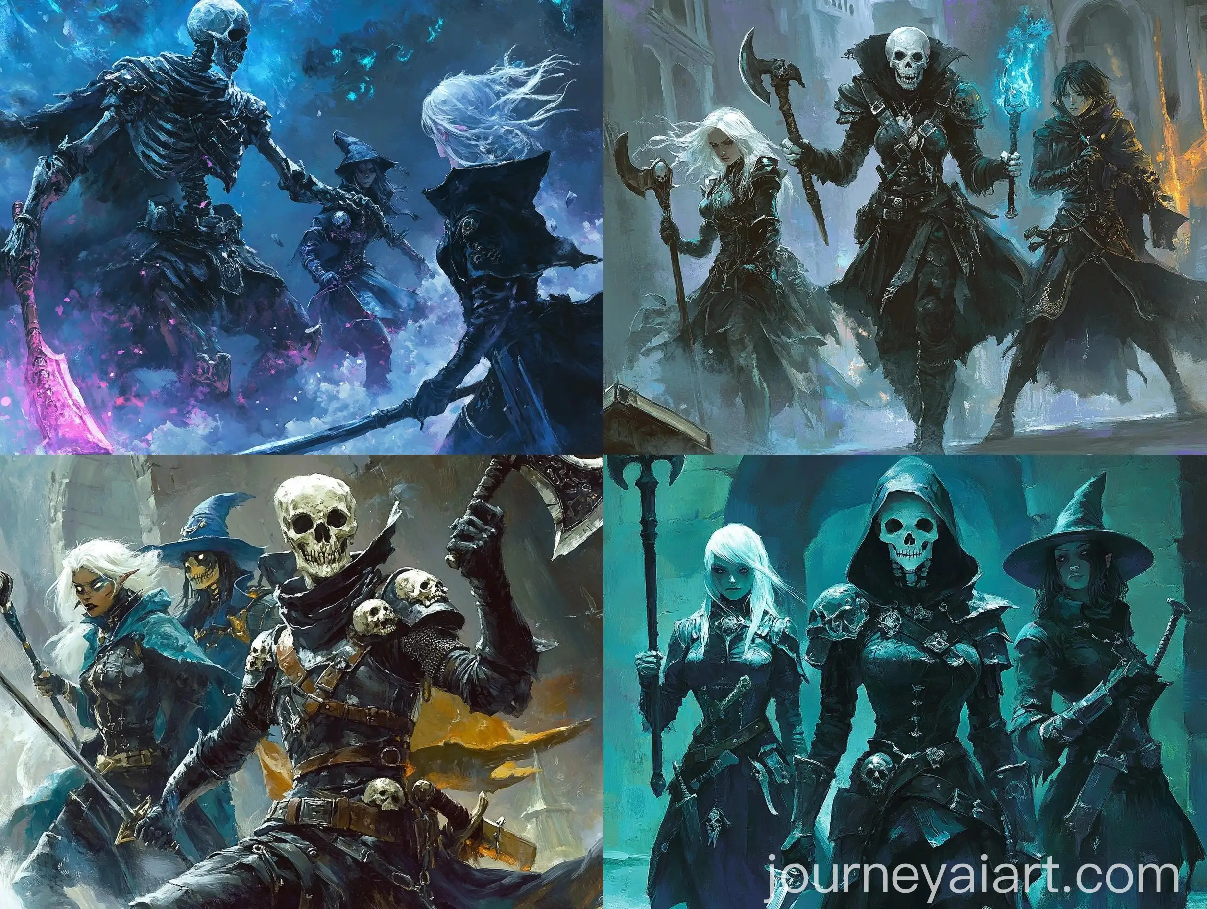 Epic-Battle-Skeleton-Lich-vs-Adventurers-in-Painted-Style