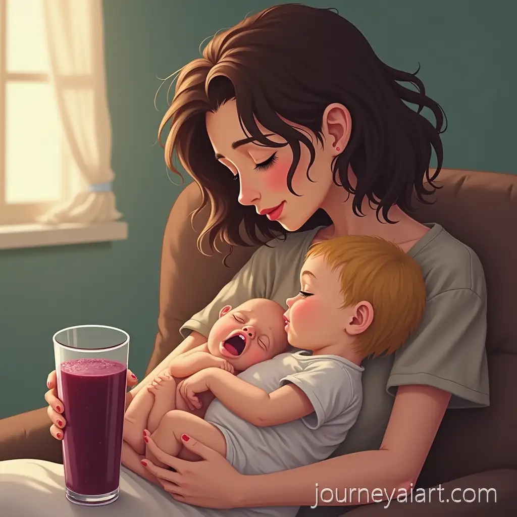 Mother-Breastfeeding-ChildrenAI-Image-Prompt-Expansion-with-a-Cup-of-Grape-Juice-Beside-Her