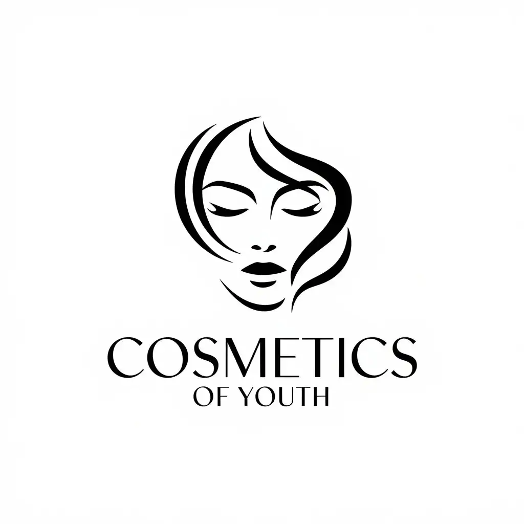 LOGO Design for Cosmetics of Youth Elegant Womens Face Symbol with Complex Details for Beauty Spa Industry