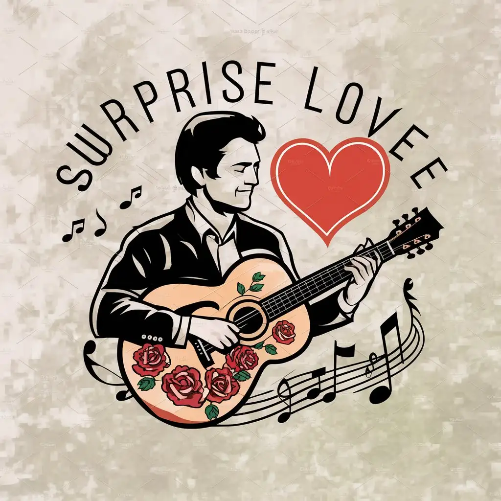 LOGO Design for Surprise Love Guitar Love Song Theme with Clear Background