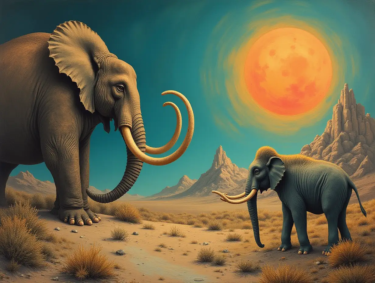 Surrealist questions for the artificial unconscious with Brontosaurus and Mammoths