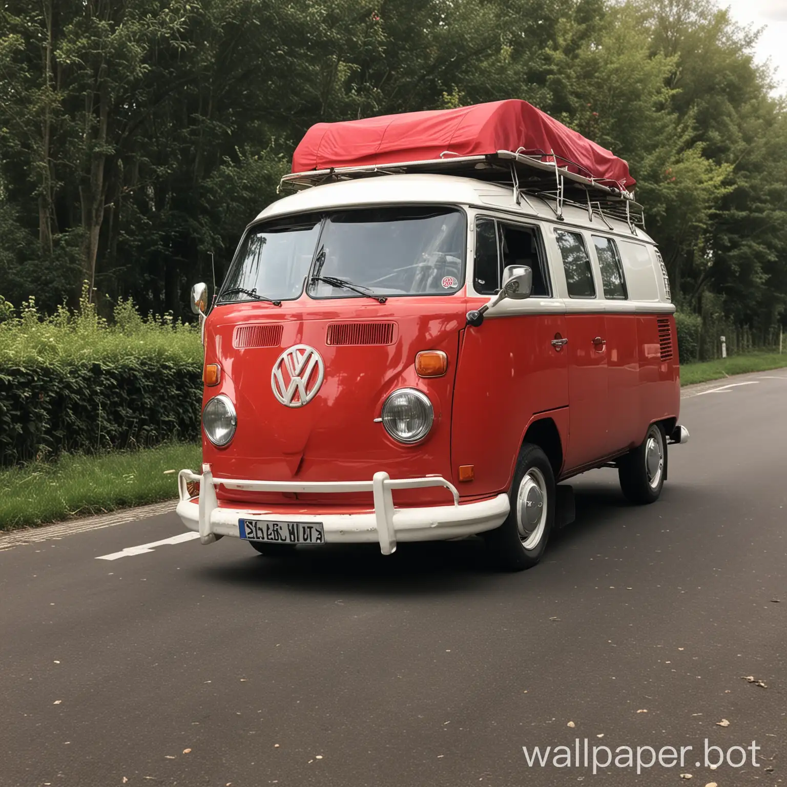 Classic-Red-VW-Bulli-Van-Parked-by-the-Seaside