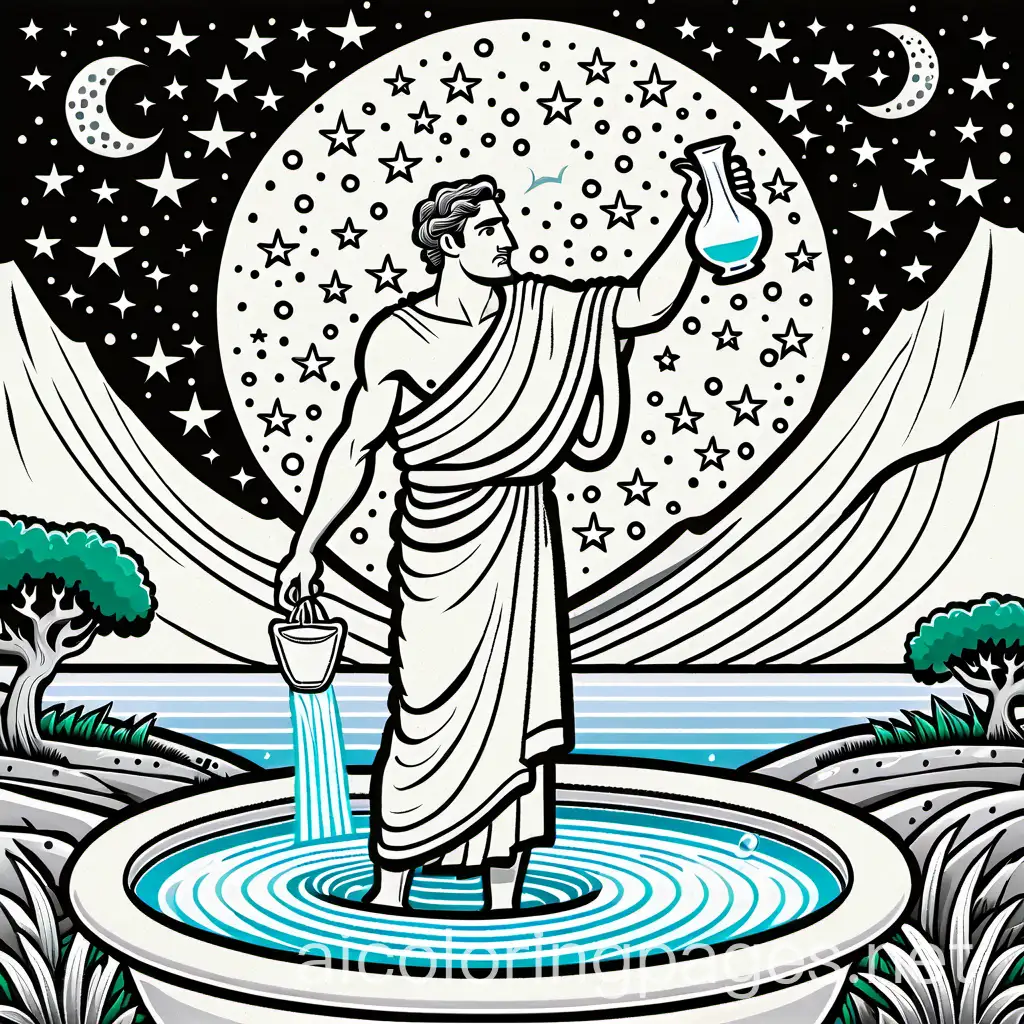 Handsome-Man-in-Greek-Tunic-Pouring-Water-Under-a-Starry-Sky