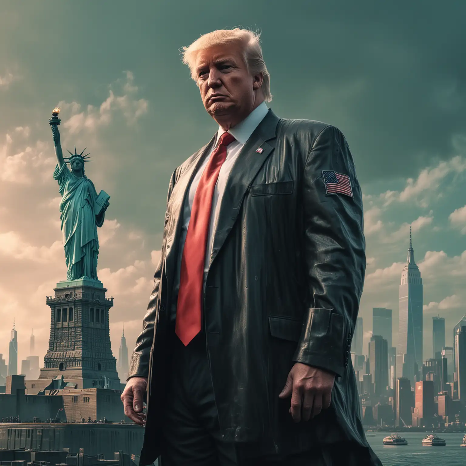 Donald-Trump-in-Cyberpunk-Style-with-the-Statue-of-Liberty