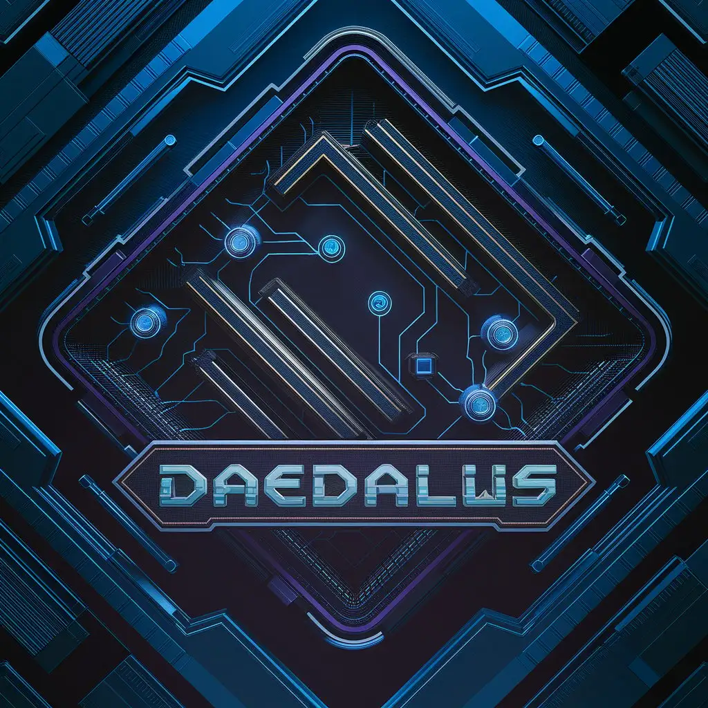 LOGO-Design-For-Daedalus-Bold-Geometric-Font-with-Metallic-Finish-and-Glitch-Effects