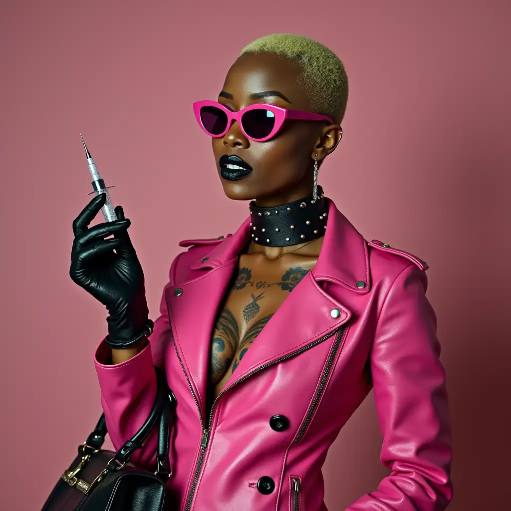 African-Woman-in-Pink-Leather-Sissy-Outfit-with-Studded-Accessories-and-Teasing-Expression