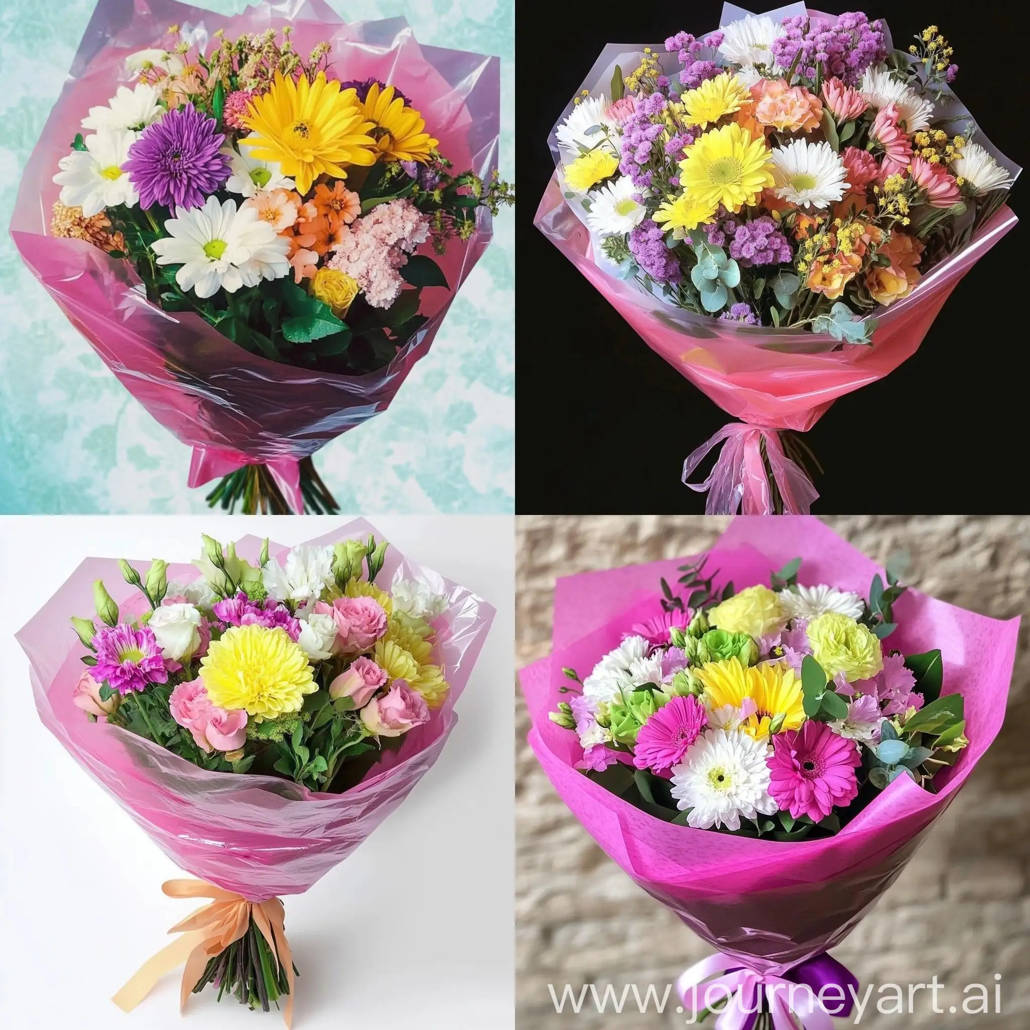 Elegant-Pink-Bouquet-Wrapped-in-Cellophane