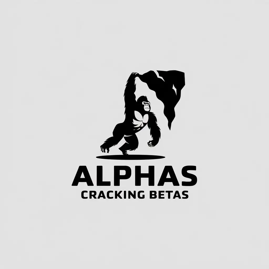 LOGO Design for Alphas Cracking Betas Rock Climbing Gorilla in Minimalistic Style for Sports Fitness