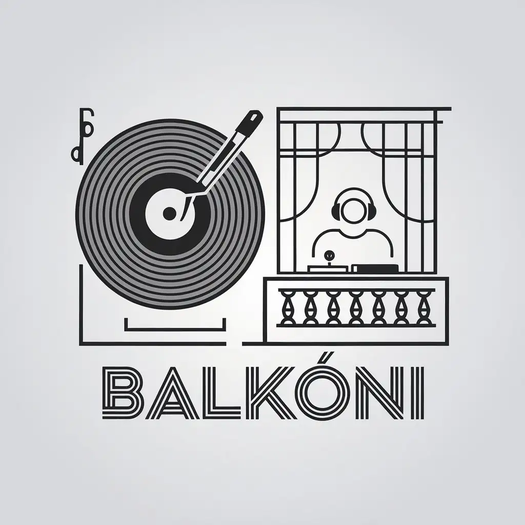 LOGO Design for Balkni Minimalist Vinyl DJ and Balcony View Theme for Event Industry