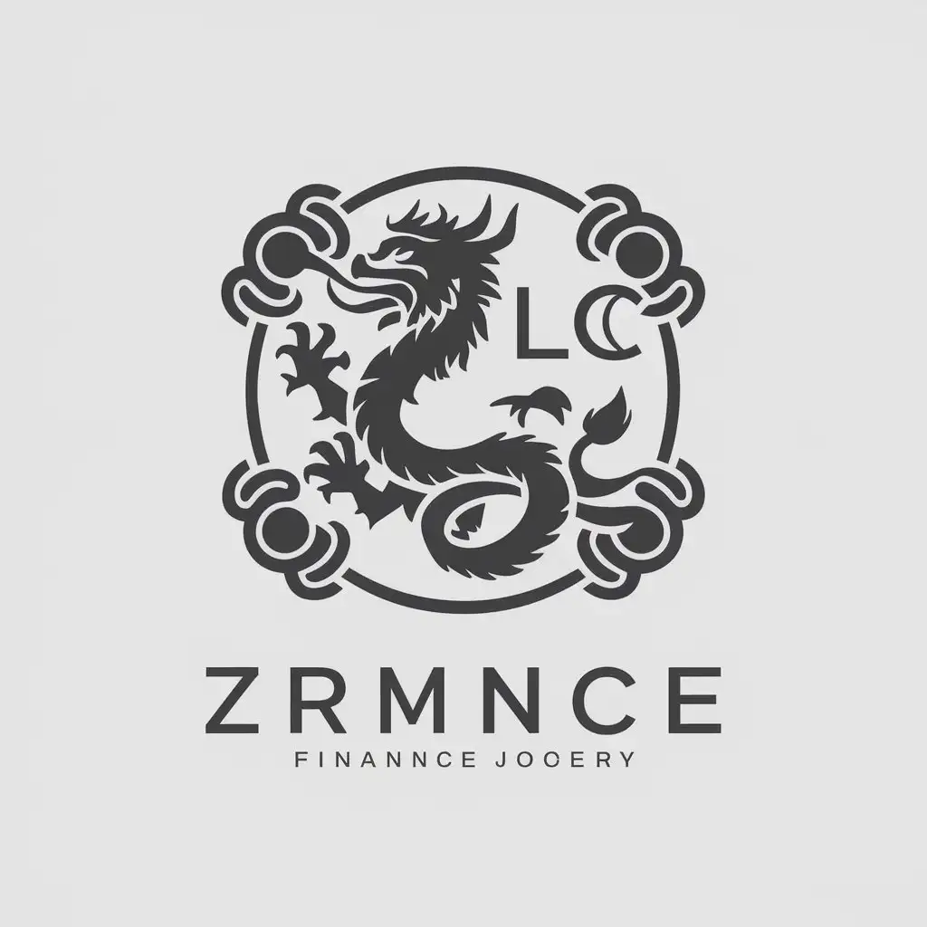 a vector logo design,with the text "LC", main symbol:Chinese zodiac dragon, Leo star sign,complex,be used in Finance industry,clear background