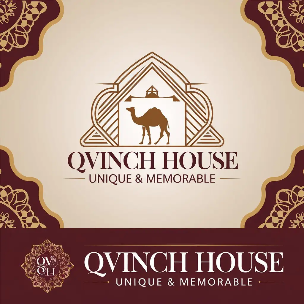 LOGO Design for QVINCH HOUSE Arabic Modern Fusion with Mandi Platter and Rich Color Palette