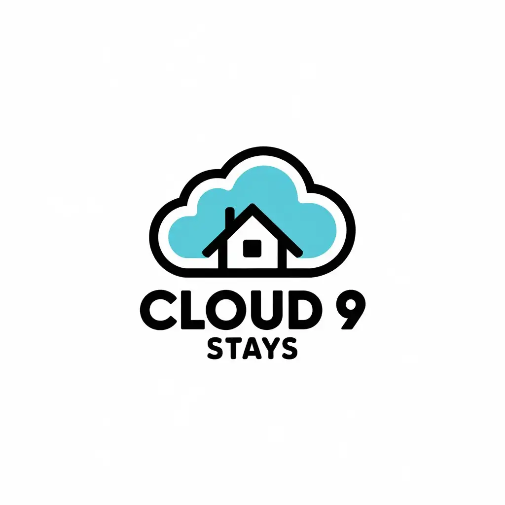 LOGO Design for Cloud 9 Stays Fluffy Cloud with Property Icon for Holiday Lets and Events Industry