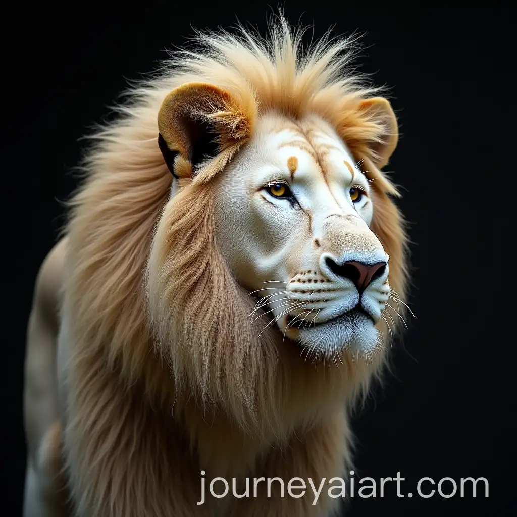 Majestic-White-Lion-with-Curly-Dark-Brown-Mane