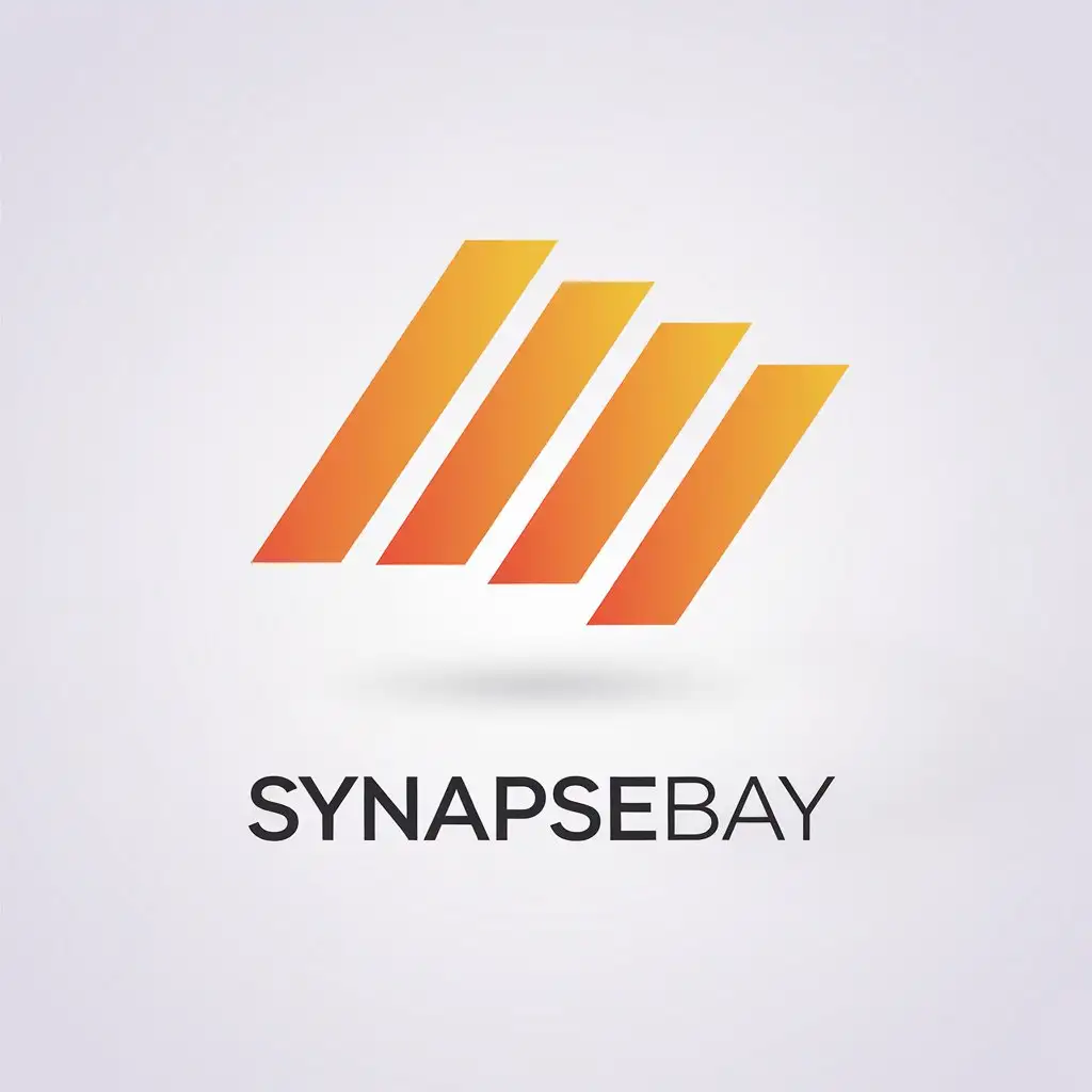 LOGO Design for SYNAPSEBAY Minimalist Orange Stripes with Clean White Background and Black Baseline