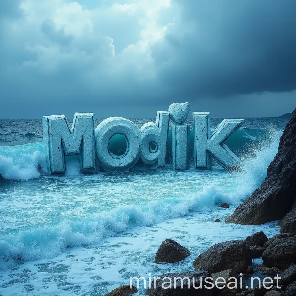 Surreal Raging Blue Sea with Modik Waves Crashing on Rocky Shore