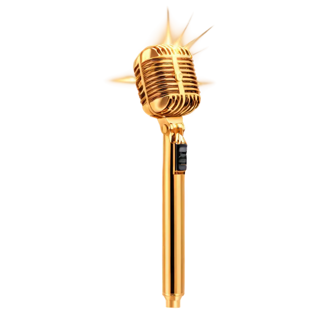 Shine-Golden-Microphone-PNG-on-Transparent-Background-HighQuality-Image-for-Various-Uses