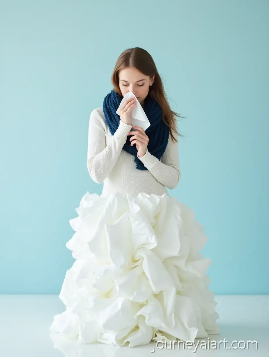 HyperAI-Art-Prompt-Expansionrealistic-Portrait-of-Woman-Blowing-Nose-with-Crumpled-Napkin-Skirt