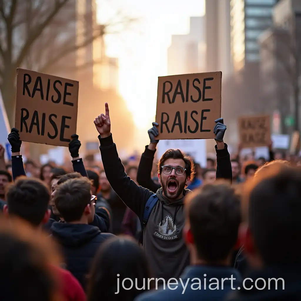 Protesters-Chanting-for-Wage-Increase
