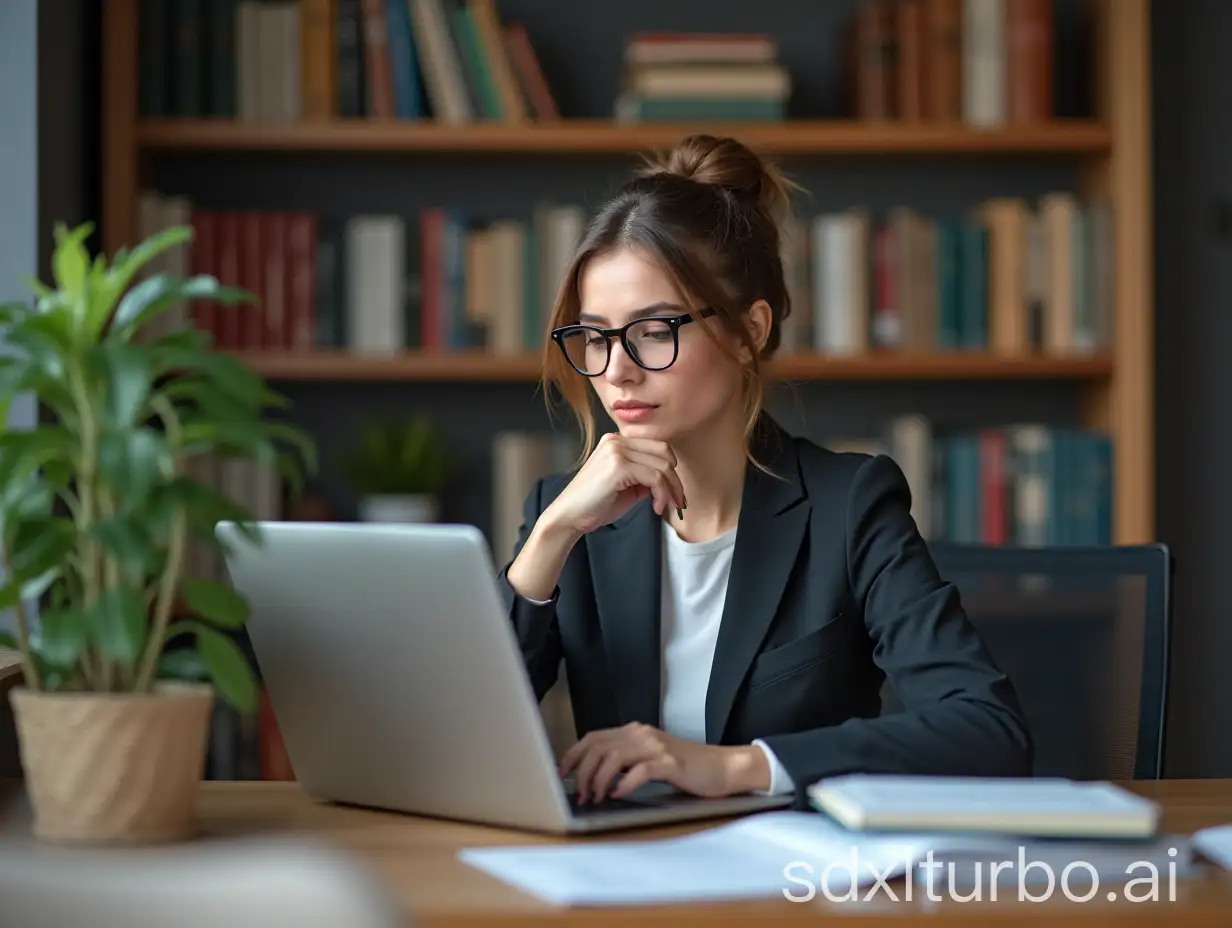 Focused-Businesswoman-in-Modern-Office-Setting