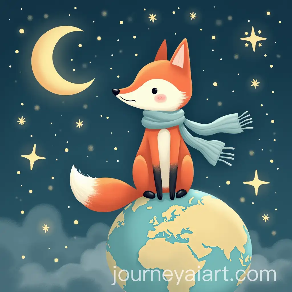 Whimsical-Fox-on-a-Dreamy-Planet-Under-Stars