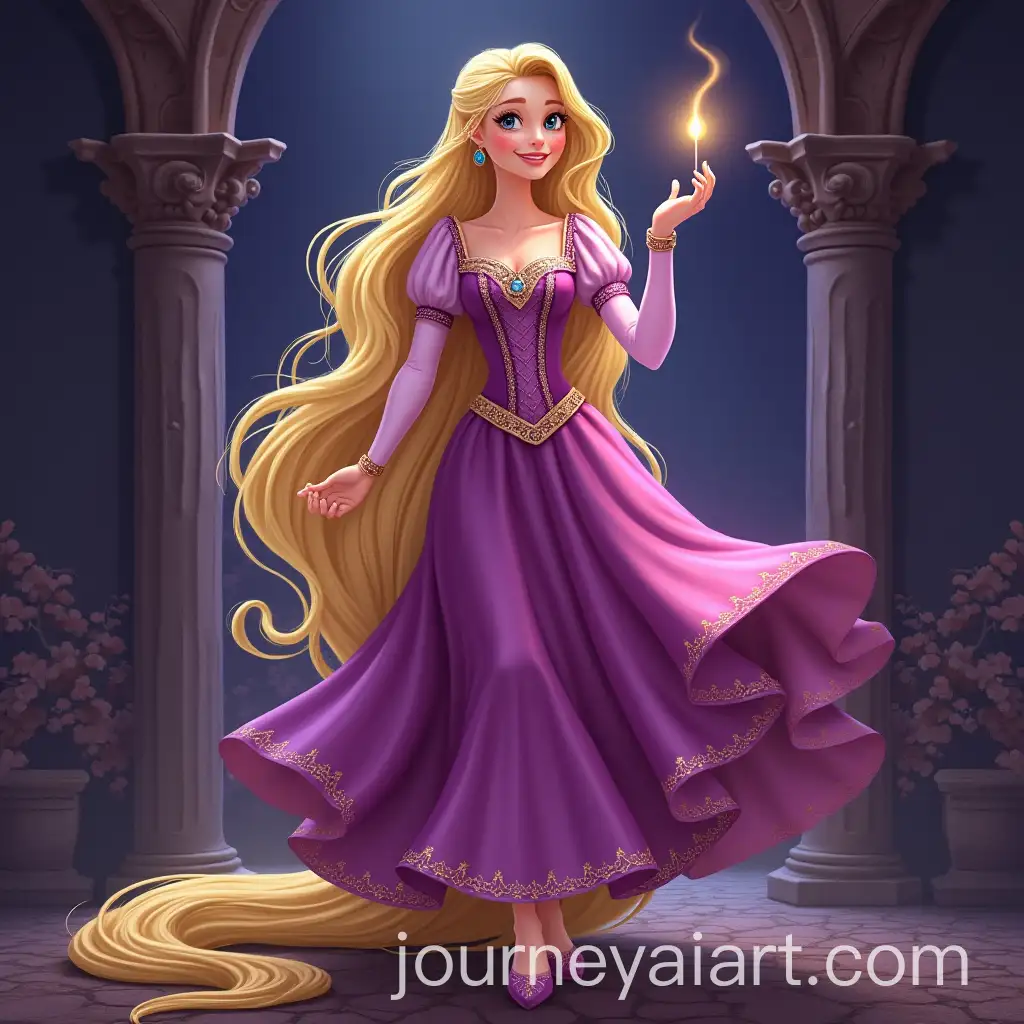 80s-Fantasy-Rapunzel-in-a-Dark-Enchanted-Forest