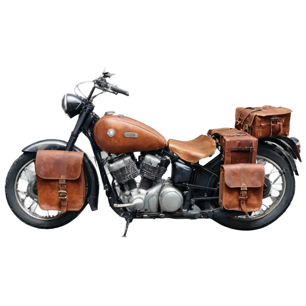 Vintage-Motorbike-with-Leather-Bags-PNG-HighQuality-Image-for-Creative-Projects