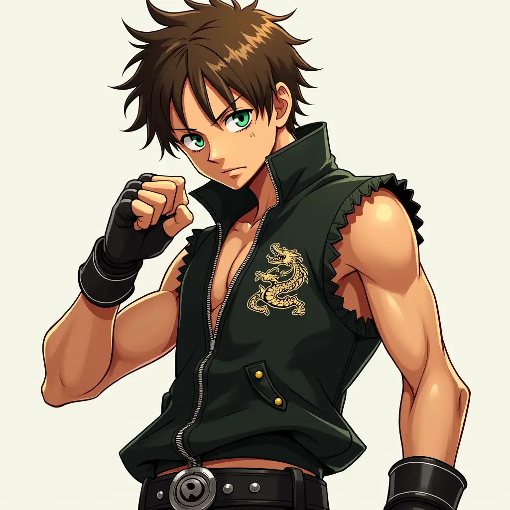 Young Street Fighter with Dragon Emblem and Boxer Bands