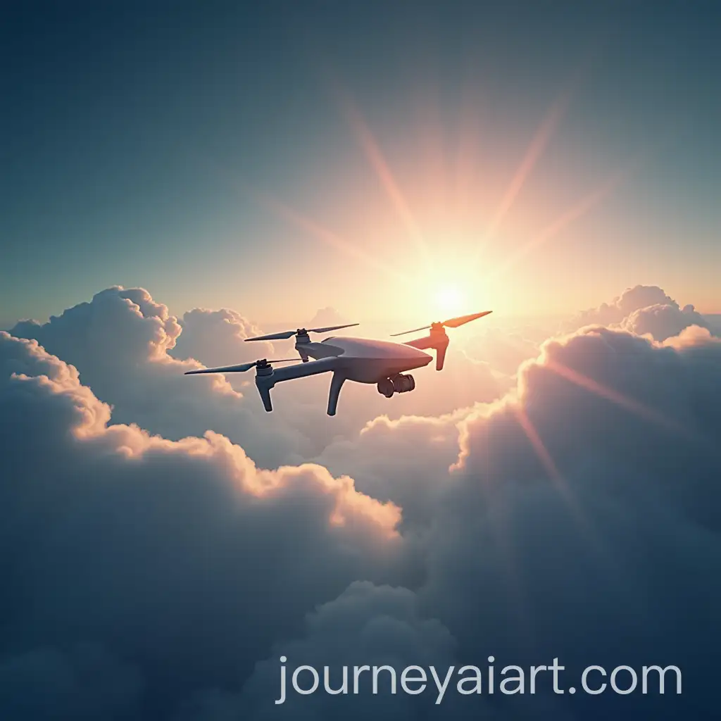Aerodynamic-UAV-Soaring-Through-Clouds-with-Mystical-Sun-Rays