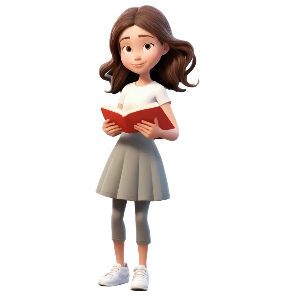 Cartoon-Girl-Reading-a-Book-HighQuality-PNG-for-Versatile-Use