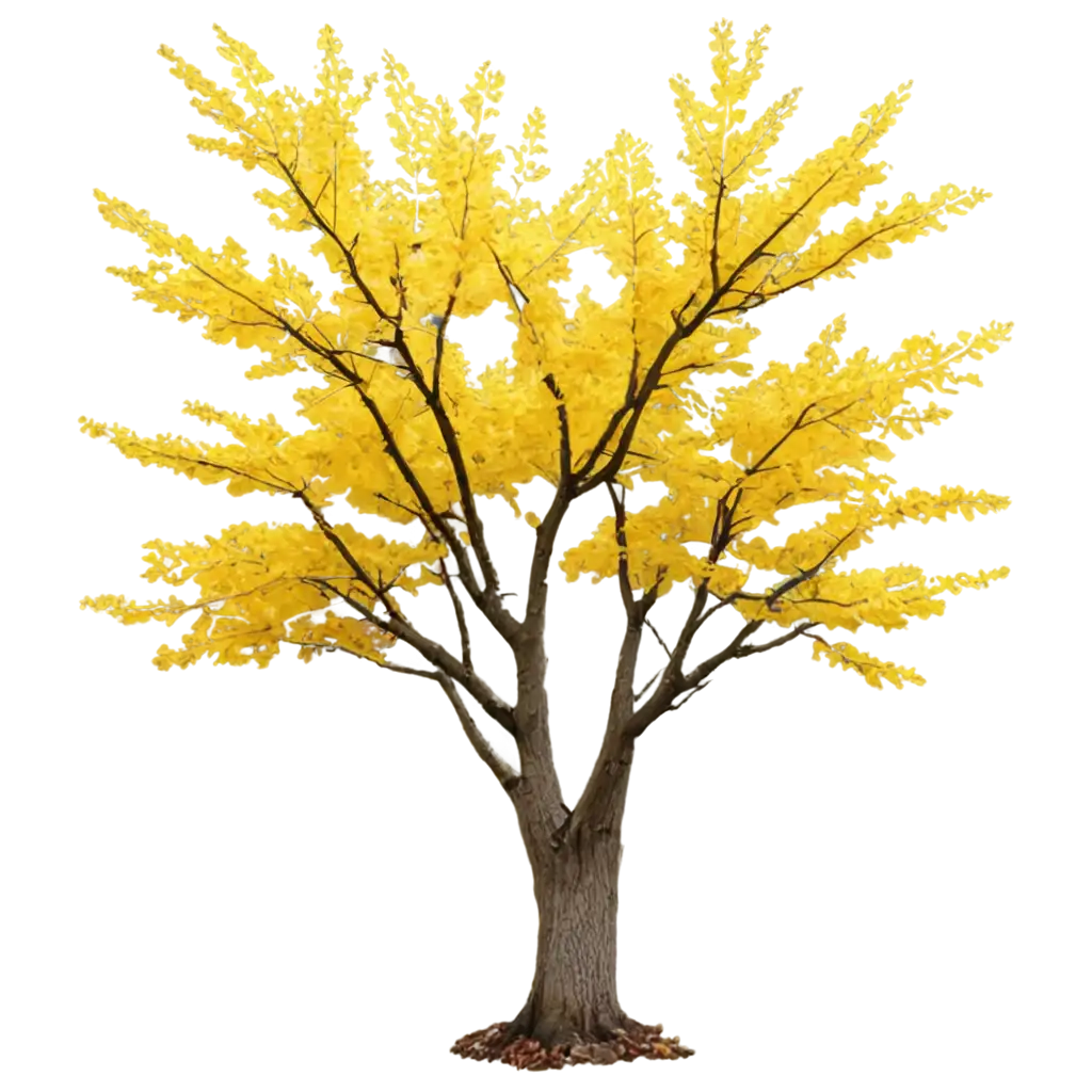 Vibrant-Yellow-Leaf-Tree-with-Multiple-Trunks-PNG-Transparent-Background-for-Versatile-Design-Use