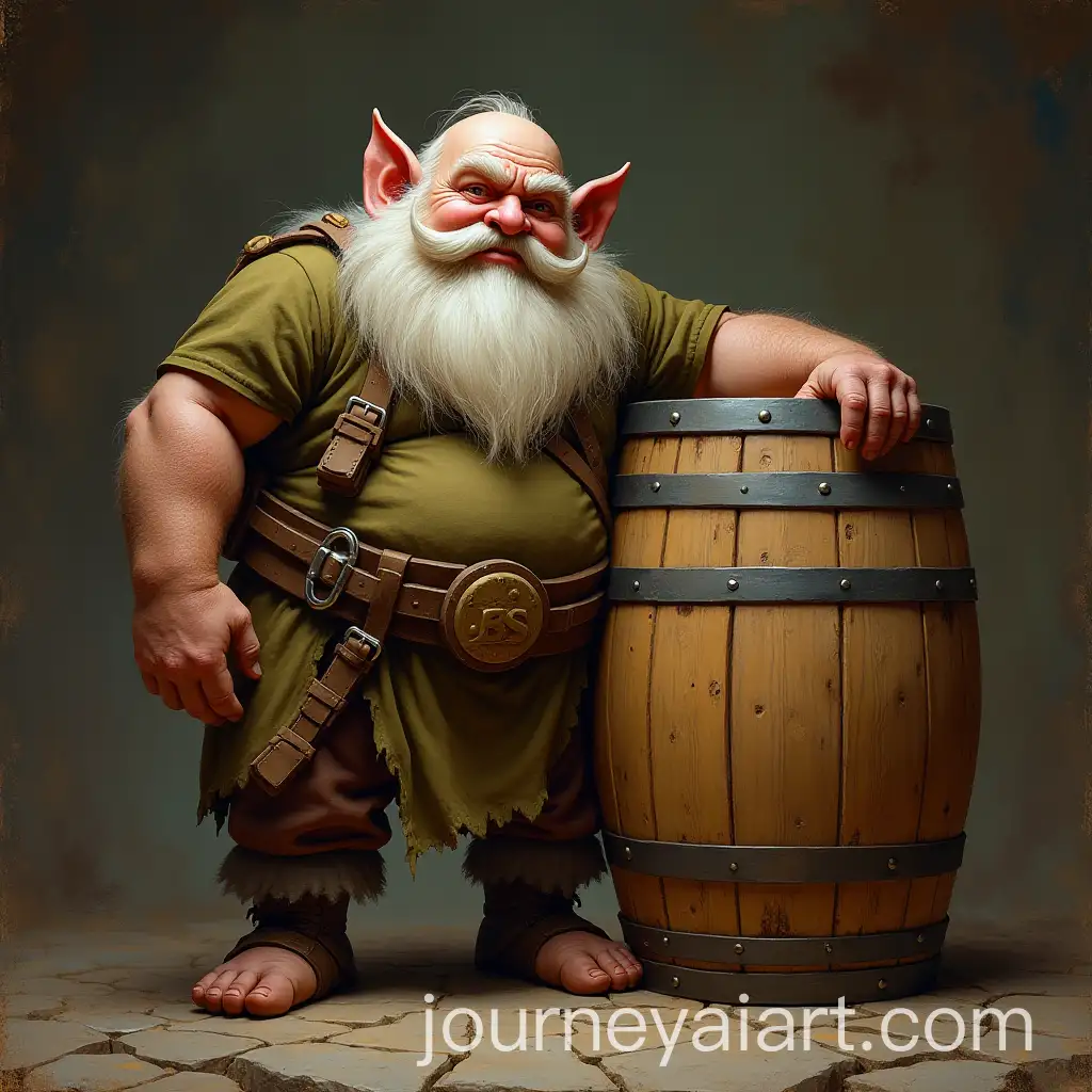 Wide-Dwarf-Standing-Beside-Two-Large-Ale-Barrels