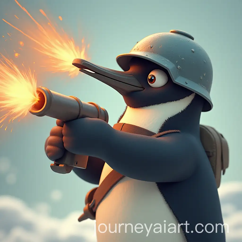 Penguin-Cannonball-Launch-A-Helmeted-Penguin-in-Action