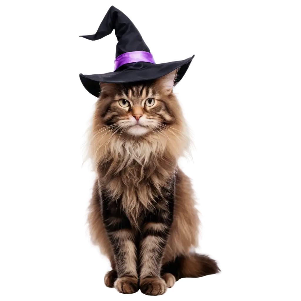 Cute-Maine-Coon-Cat-Halloween-Witch-PNG-PNG-Image-Usage-Scenarios-Transparent-Background-for-Versatile-Use