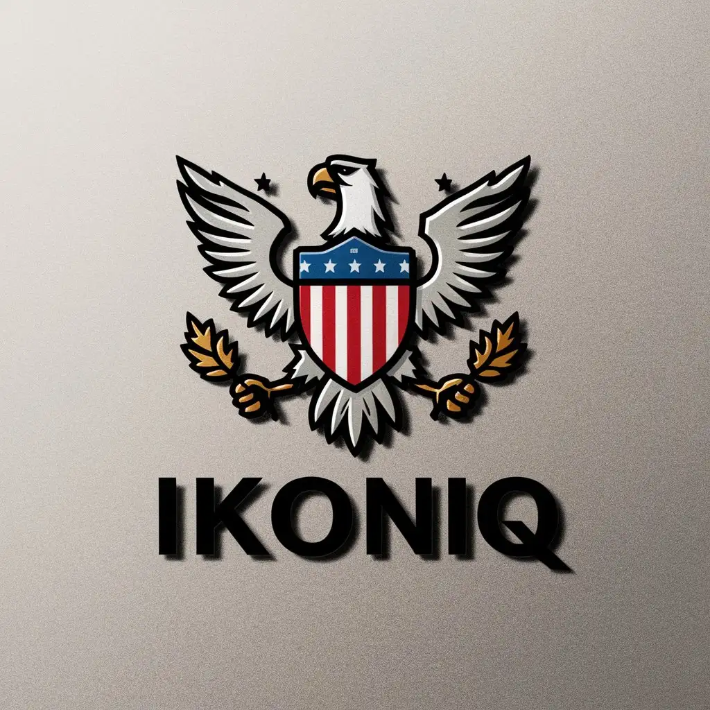 LOGO Design for IKONIQ White Eagle with American Shield and Gold Leaves