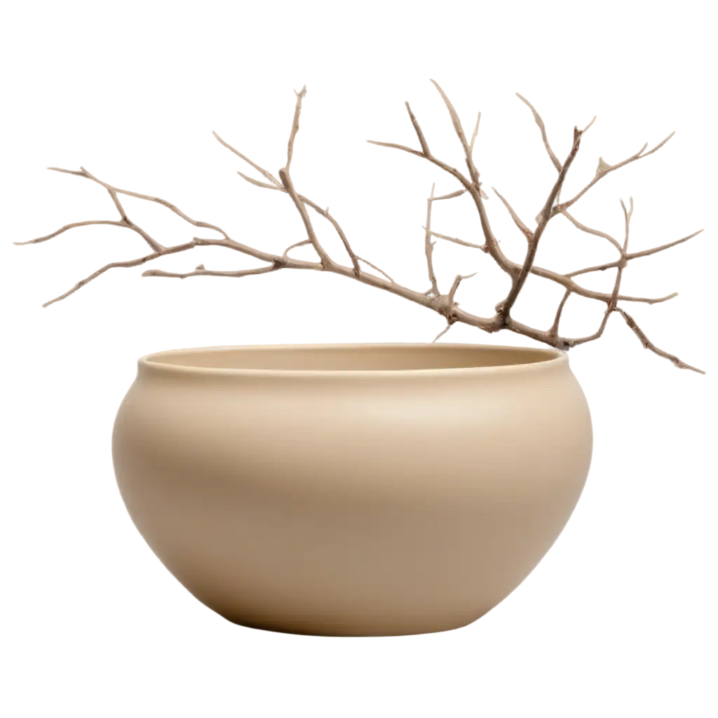 Beige-Oval-Vase-with-Bare-Winding-Branch-PNG-Image-HighQuality-Transparent-Format-for-Versatile-Use
