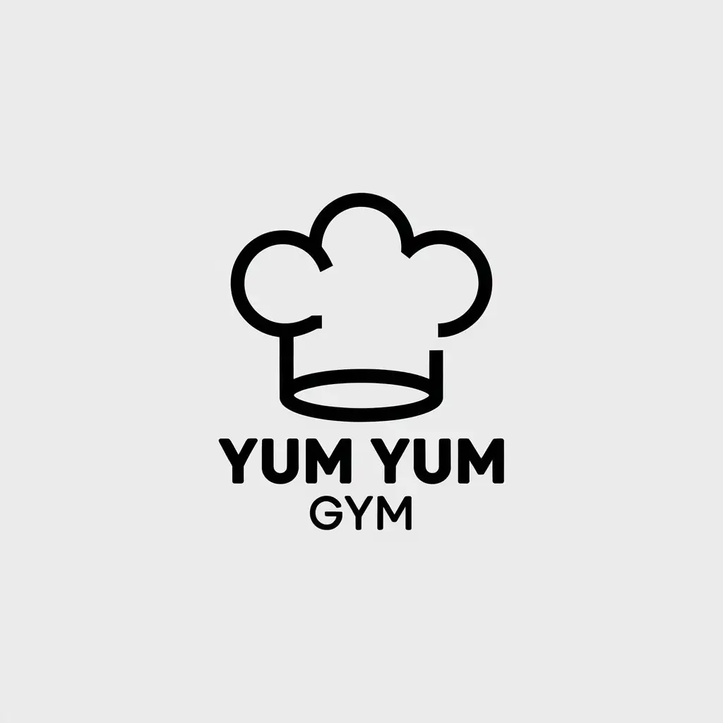 LOGO Design for Yum Yum Gym Minimalistic Vector with Chefs Hat for Restaurant Industry