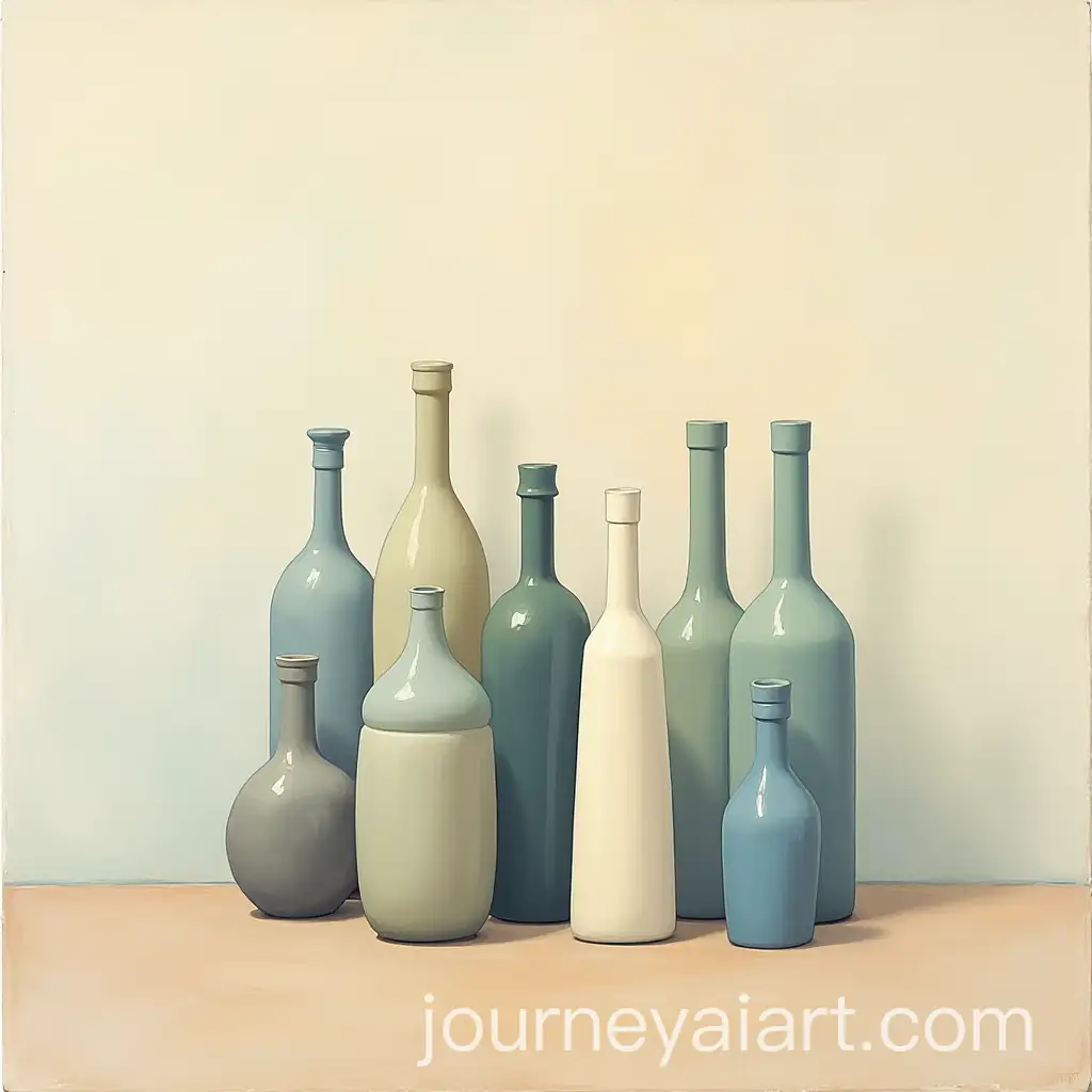 Minimalist-Oil-Painting-of-Bottles-and-Vases-in-Muted-Colors