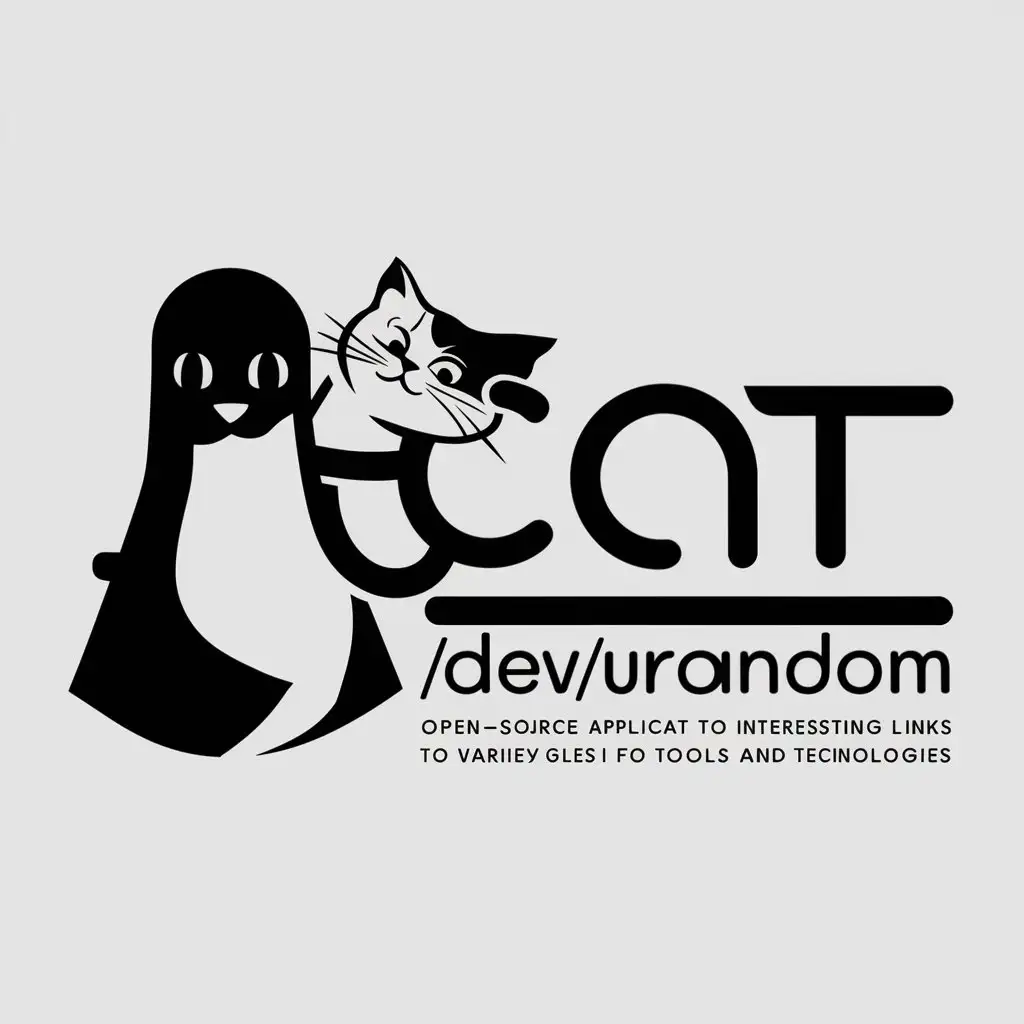 a logo design,with the text "cat /dev/urandom", main symbol:Linux application symbol, open source application, interesting links to tools,complex,be used in Technology industry,clear background